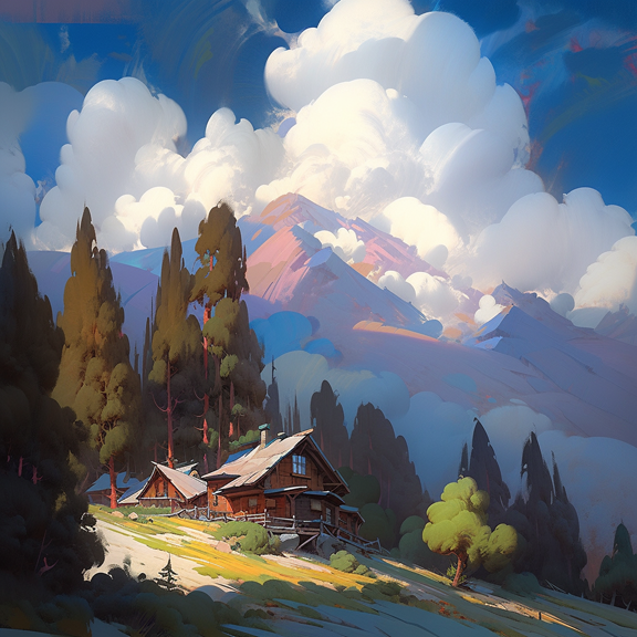 Cabin in the Mountain Light