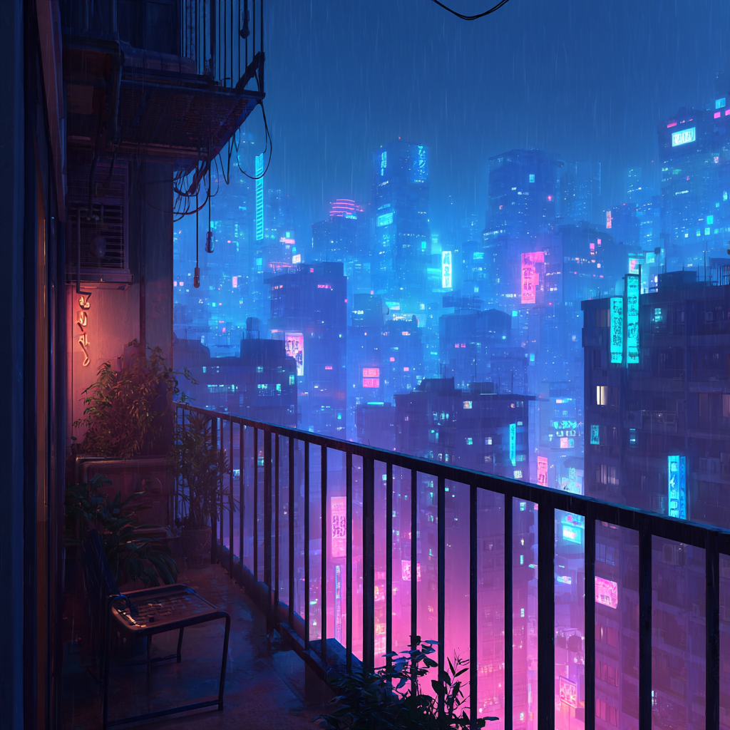 Rainy Neon Cityscape”