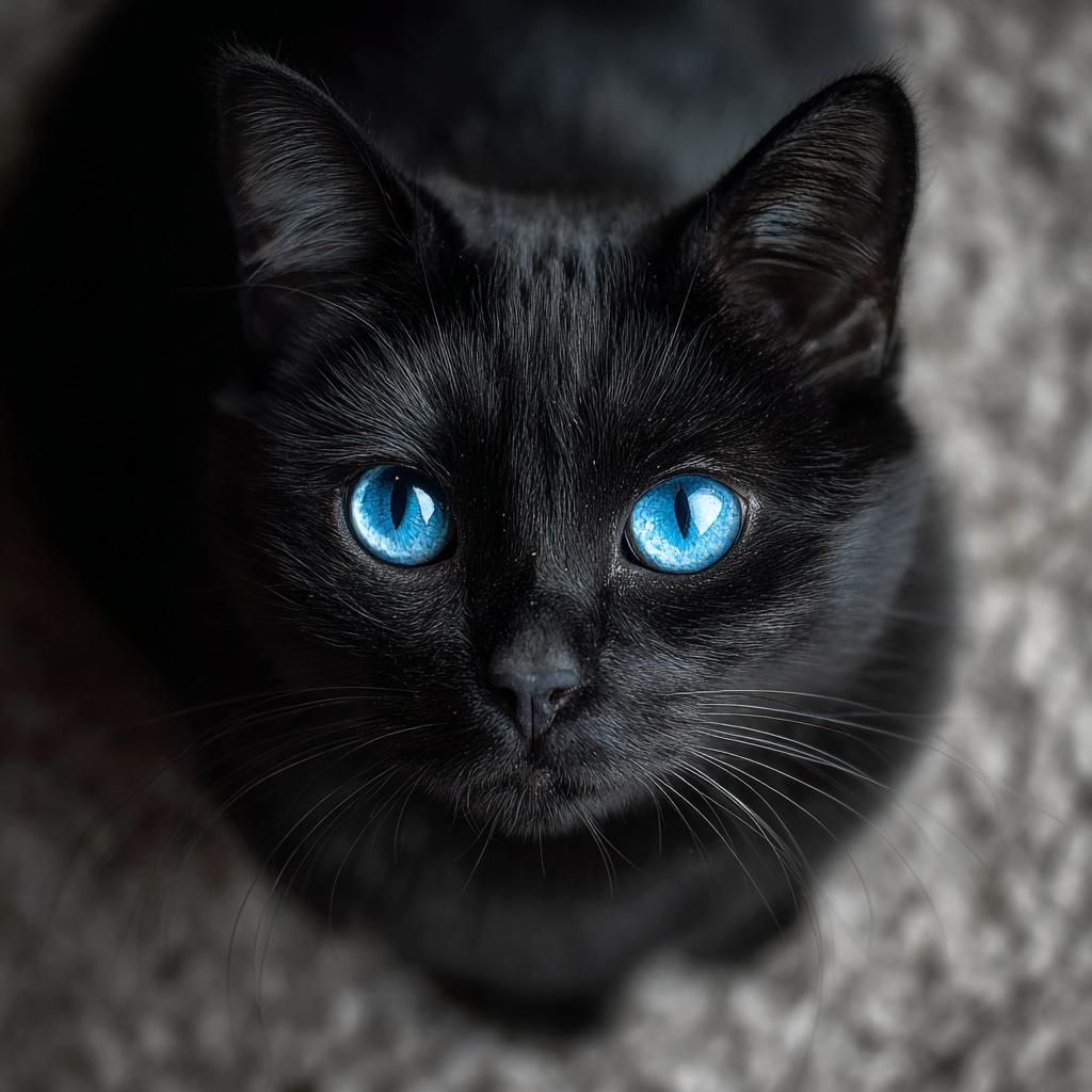 Mystic Gaze – The Black Cat with Sapphire Eyes