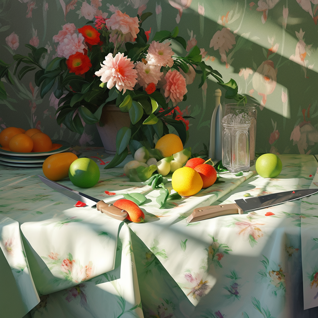 Floral Still Life with Fruits – Elegant Wall Art